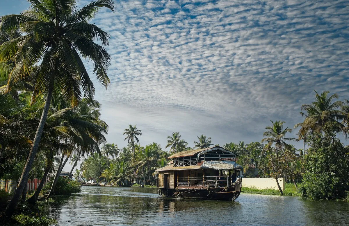 Serene backwater view near Agasthya Ayurvedic Medical Centre in Alappuzha, Kerala